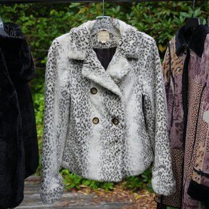 Silence + Noise Faux Snow Leopard Fur Coat
